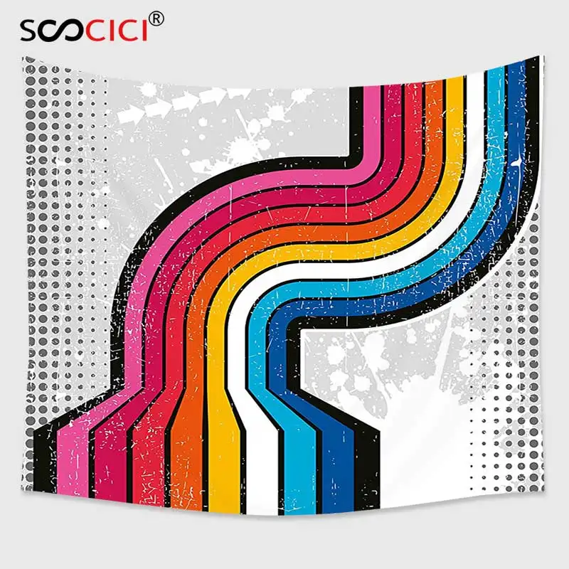 Гобелен Cutom на стену Ретро стиль поп арт гранж контрастные красочные изогнутые