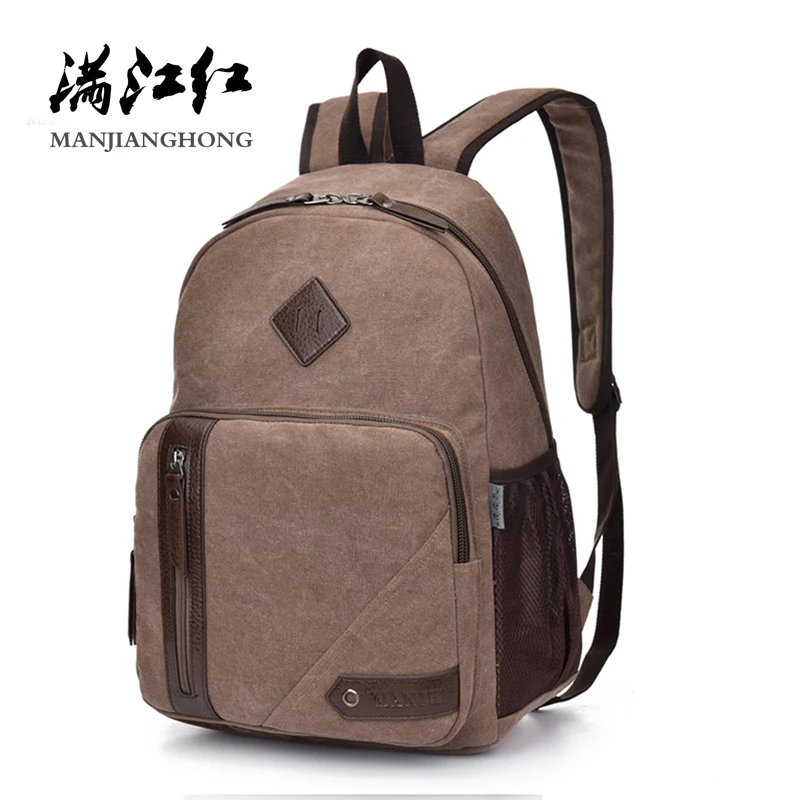 Новый Винтаж Для мужчин рюкзак холст сумка Лоскутная Кожа Стиль ноутбук 14 дюймов