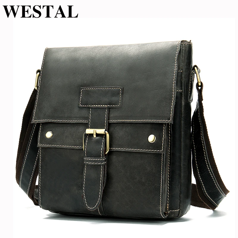 Сумка на плечо WESTAL мужская из натуральной кожи саквояж молнии с откидной крышкой