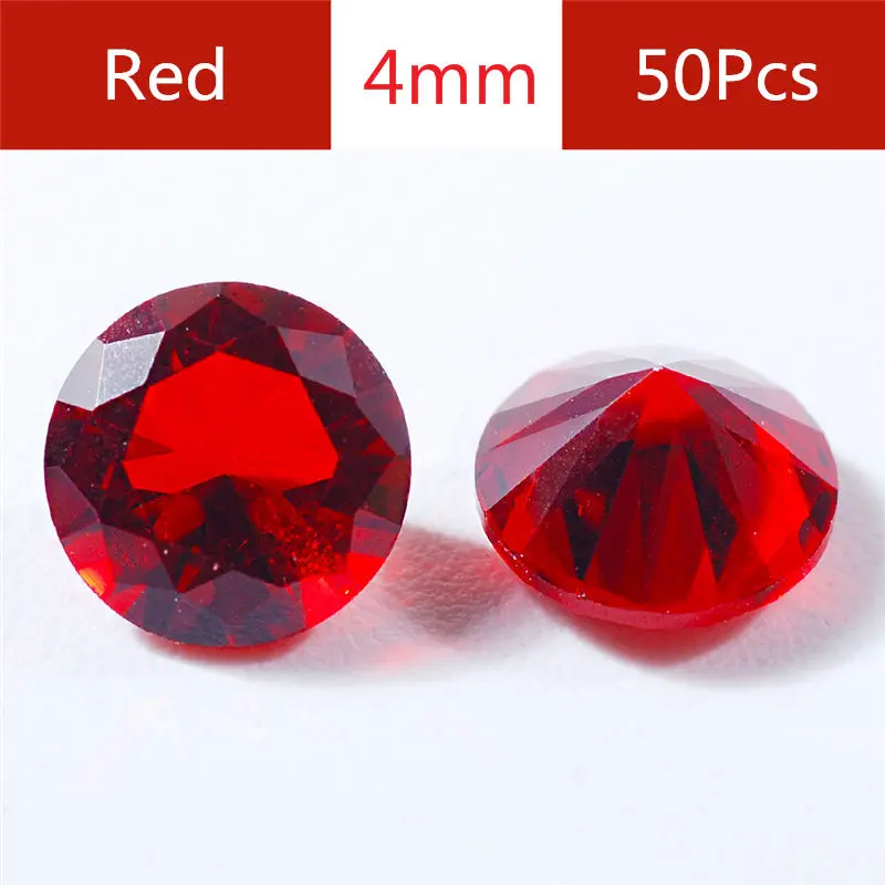 4mm - 50pcs 3 4 5 мм Красочные кубический цирконий 50 шт./лот круглая машинная резка лаборатория Циркония Камень блестящая огранка искусственные камни для ювелирных изделий - Цвет: 4mm - 50pcs
