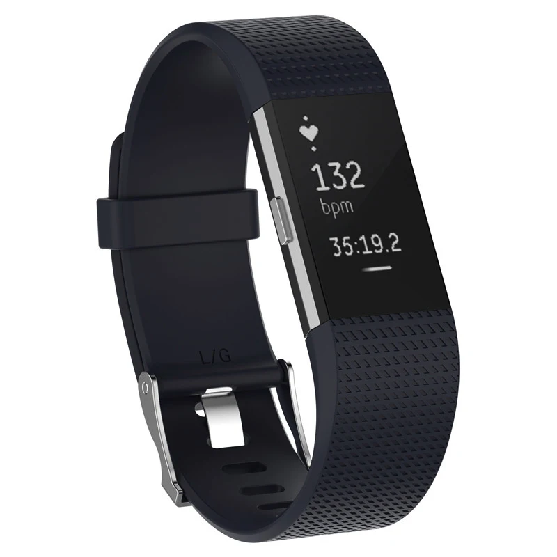Black Спортивные силиконовые петля для браслета FitBit Charge 2 ремешок для женщин мужчин Смарт часы браслет с металлической застежкой классические полосы для Charge2 - Цвет ремешка: Black