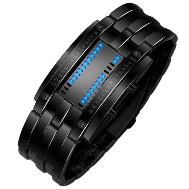 Future Technology Binary Black Digital LED Sport Watches 4