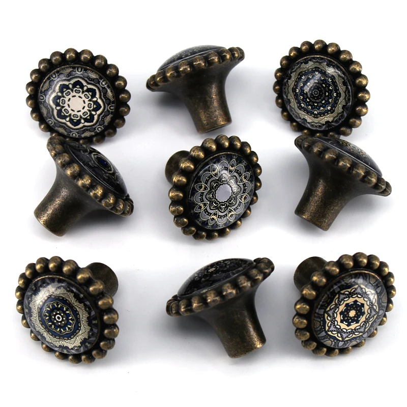 1pcs vintage cabinet handles glass drawer knobs kitchen cupboard knobs retro dresser pull dia 43mm free global shipping