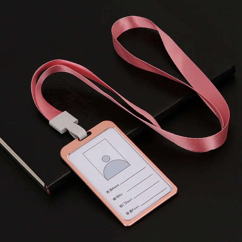 pink 1 1 шт. Высокое качество алюминиевый сплав держатель для карт имя работника ID карта Обложка металлический рабочий сертификат удостоверение личности значок ID Бизнес чехол - Цвет: pink 1