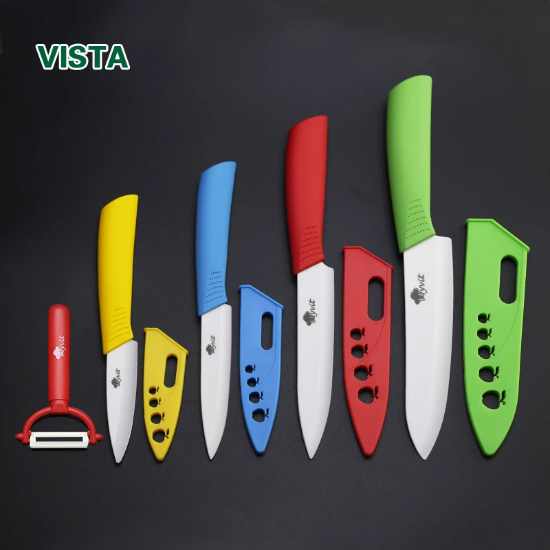 Набор керамических кухонных ножей Комплект с овощечисткой и чехлом черная ручка