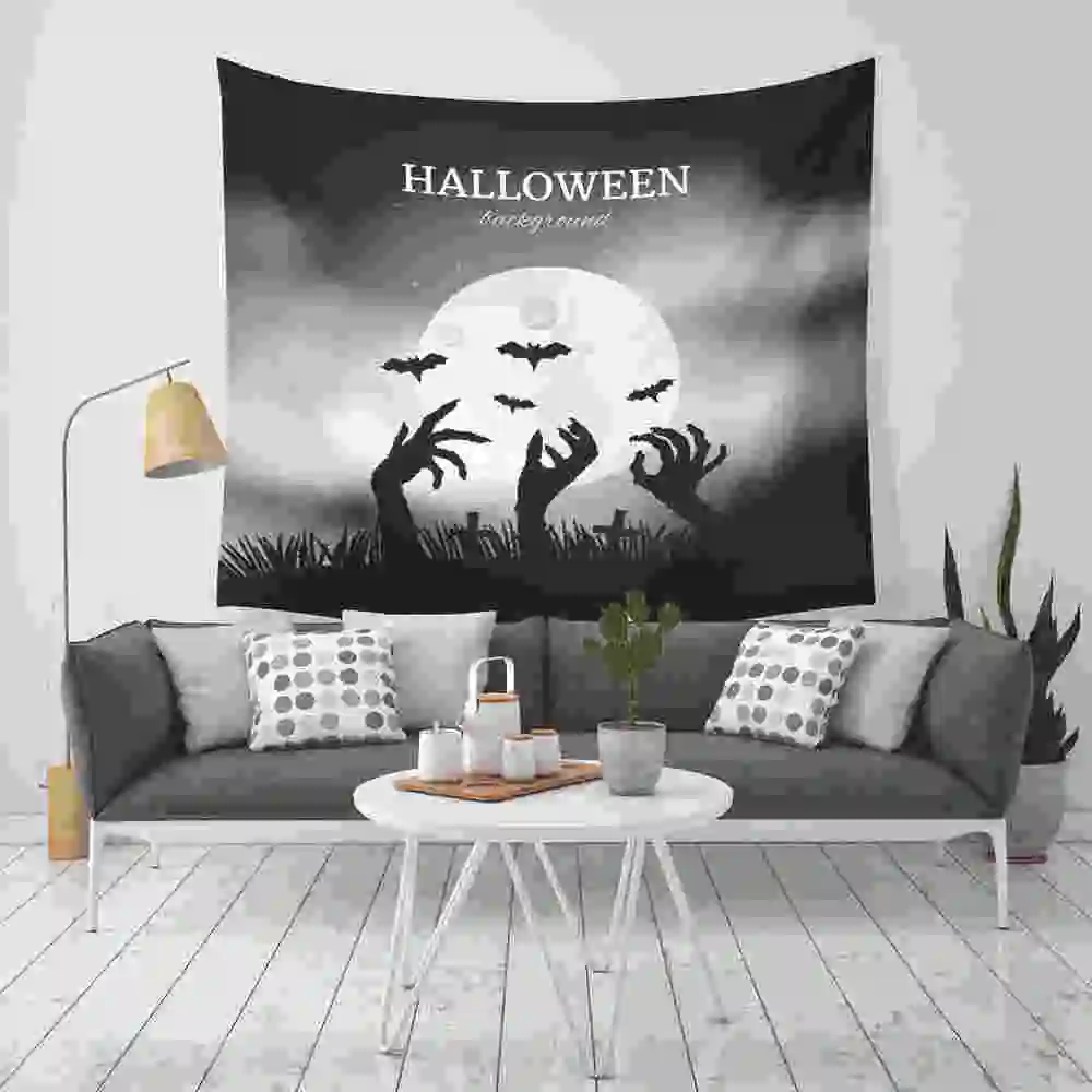 Домашний Мандала настенный гобелен из полиэстера Настенный Ковер Тыква Хэллоуин