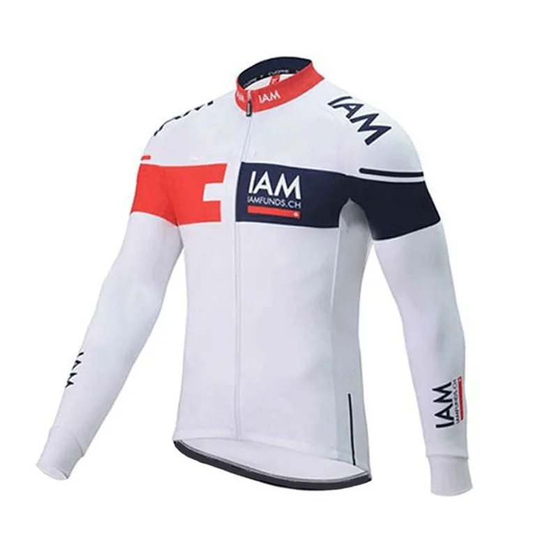 white fleece Зимние флисовые Pro team IAM Велоспорт Джерси с длинными рукавами мужские быстросохнущие тонкие велосипедная Одежда MTB Ropa Ciclismo велосипедный Майо только - Цвет: white fleece