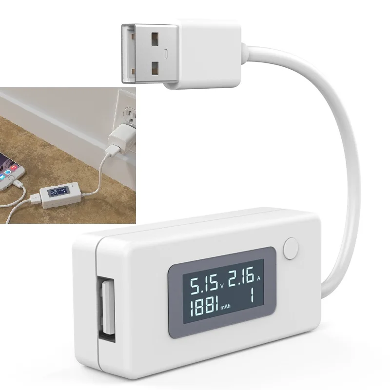 Новая акция цифровой ЖК USB зарядное устройство Емкость тестер напряжения тока метр для сотового телефона банк питания