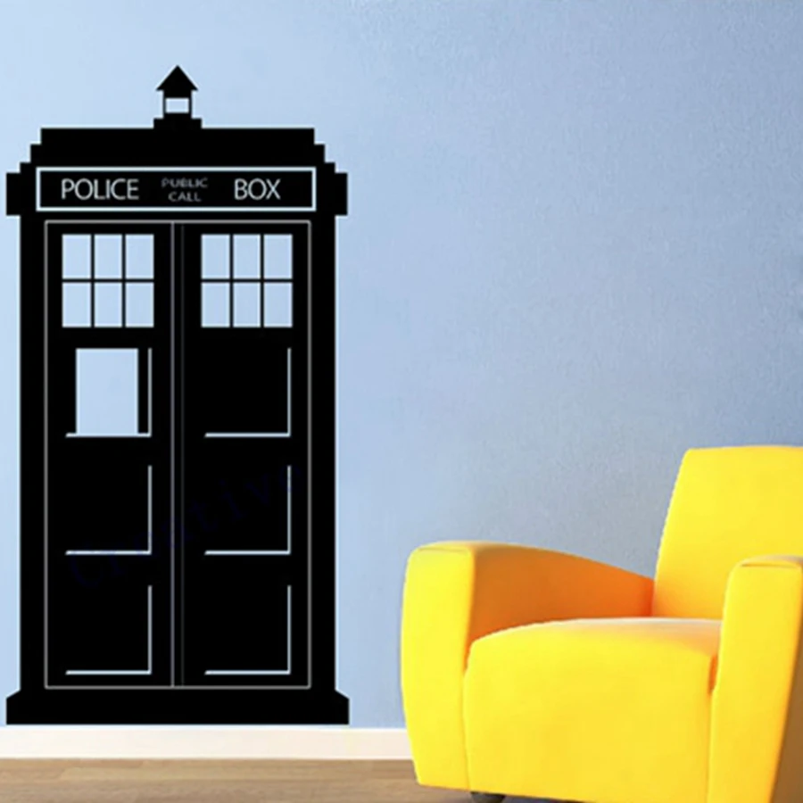 Бесплатная доставка 108x57 см стикер на стену Doctor Who Tardis полицейская коробка