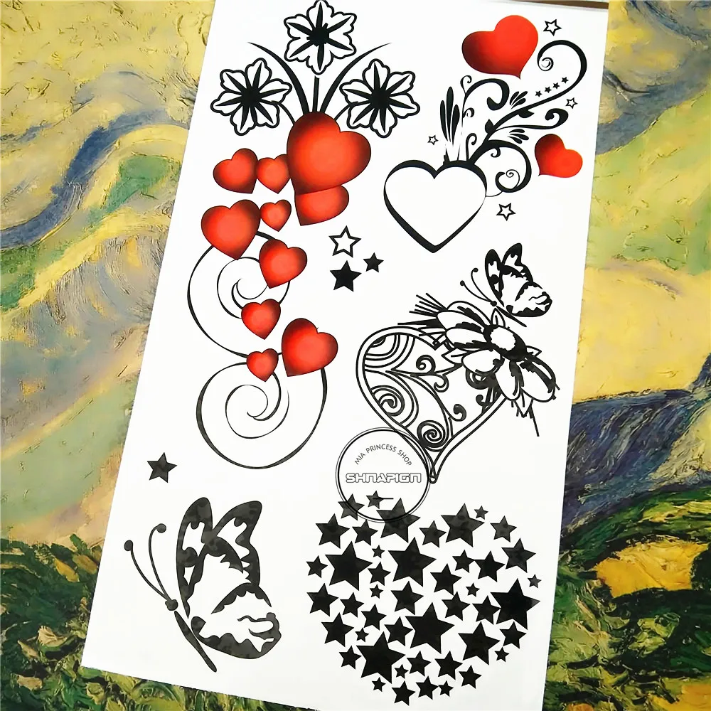 SHNAPIGN временная татуировка с романтическим любовным сердцем боди арт на руку