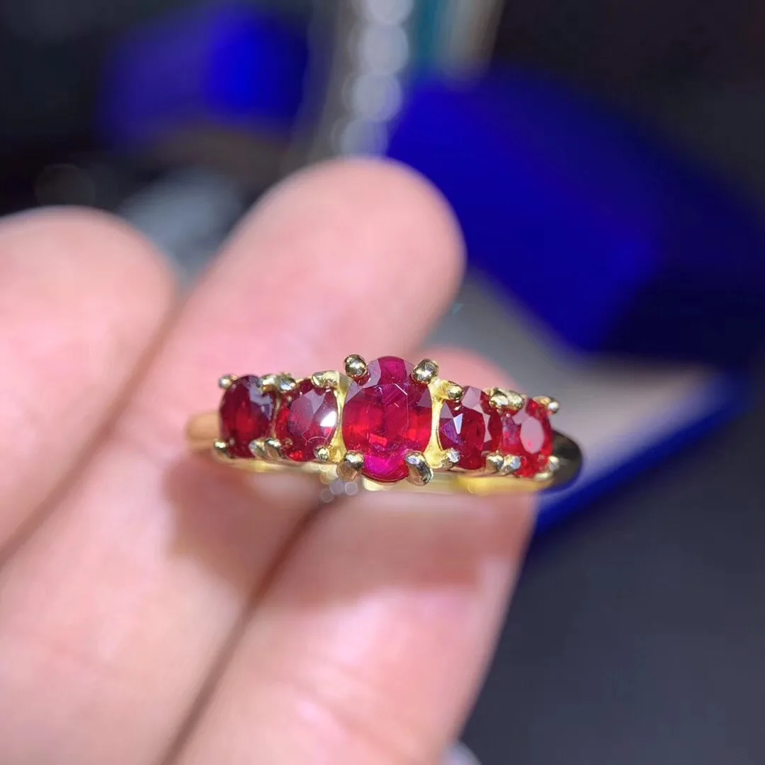 Изысканное Привлекательное кольцо из красного рубина с драгоценным камнем покрытое желтым золотом кольцо из серебра 925 пробы символ любви подарок на день рождения для девочки натуральный камень
