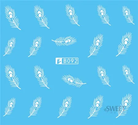 48 листов, усы/снежинка/перо, наклейки для ногтей, переводные наклейки для ногтей, Декор, черный/белый, инструмент для маникюра, LAB049-096