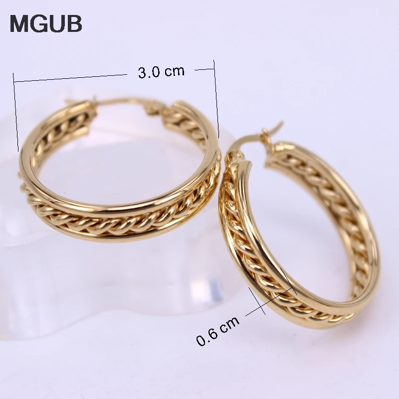 Женские серьги из нержавеющей стали шириной 6 мм 30 LH517|gold stainless steel earrings|gold earrings