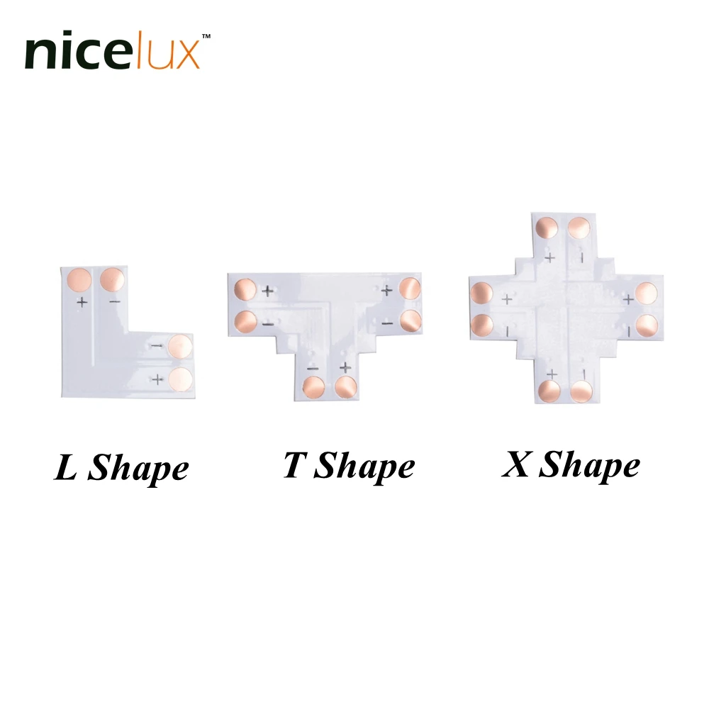 50 шт./лот угловой разъем для светодиодной ленты 2 контакта 8 мм L T X форма печатная