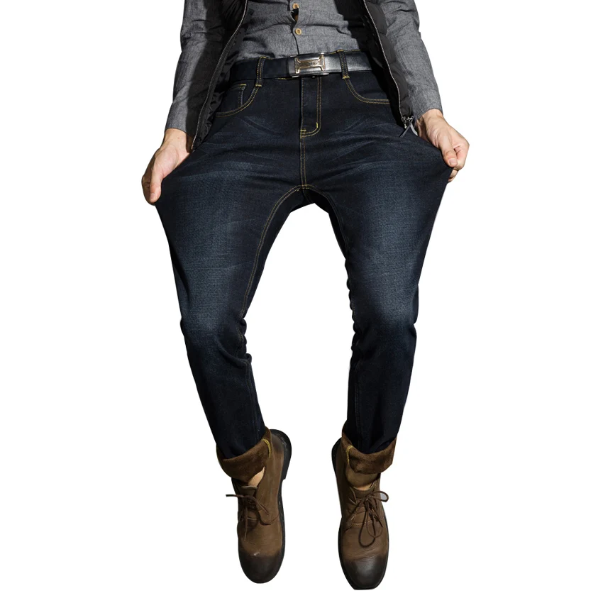 EICHOS мужские джинсы 2020 зимние теплые флокированные мягкие Джоггеры прямые