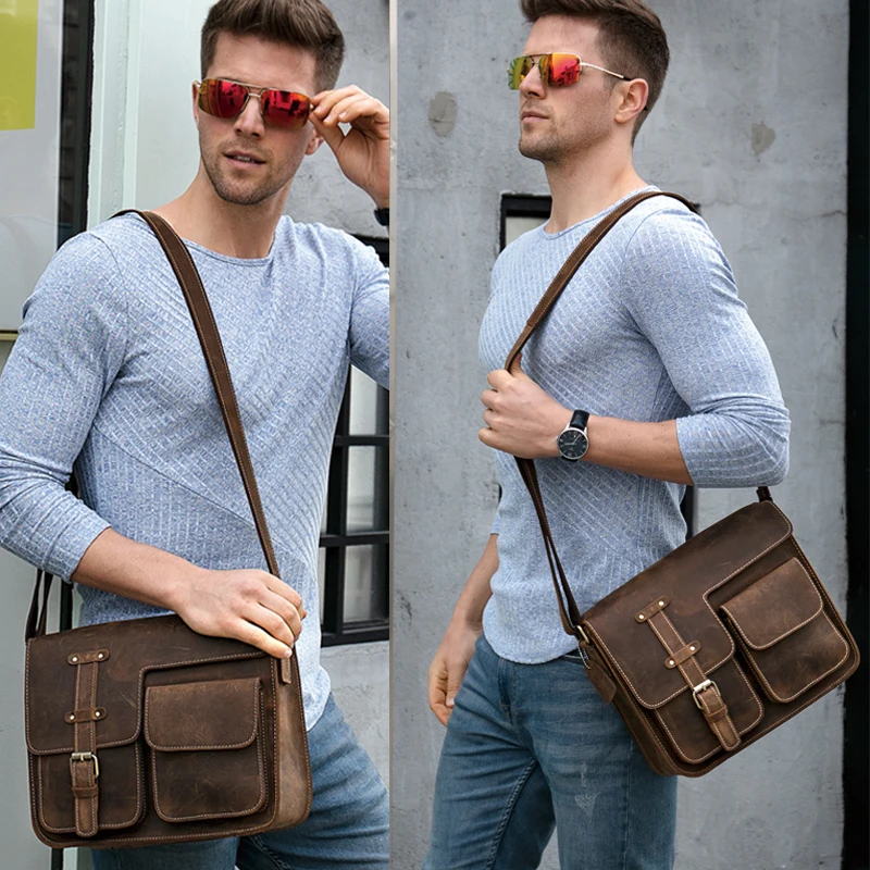 Travel Shoulder Business Messenger Women Men Bag Genuine Leather Briefcase For Documents Big Handbag Male Female Laptop Tablet