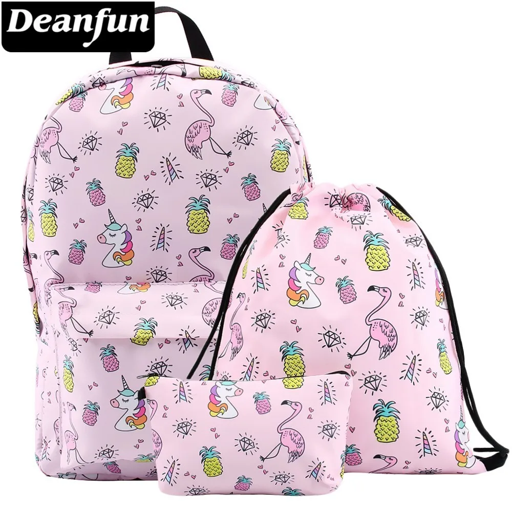 Рюкзак для девочек Deanfun водонепроницаемый рюкзак в виде единорога с фламинго