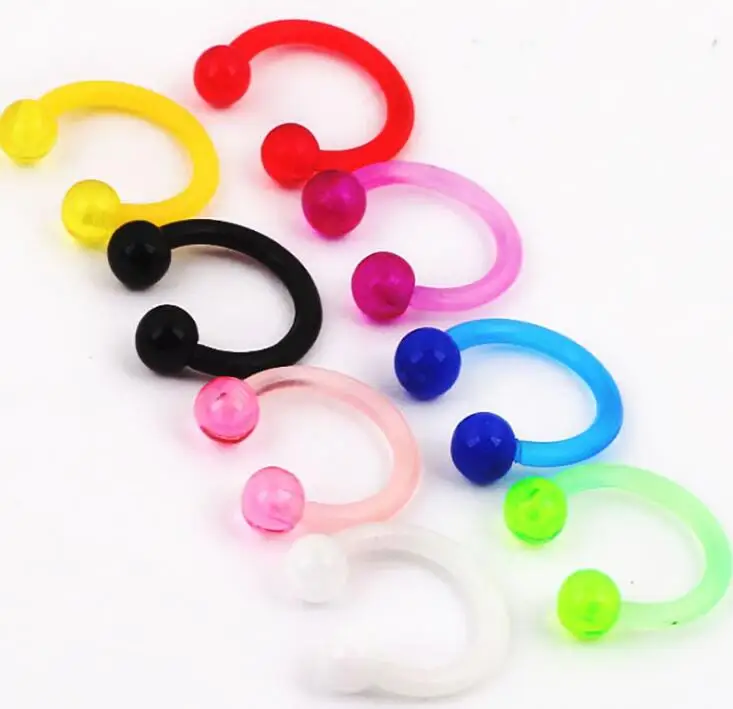 9 шт. гибкое кольцо на Козелок носовые кольца 16 г мягкие биопластиковые