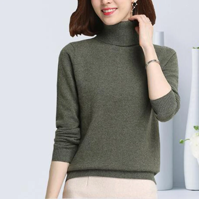 turtleneck Sweater Women 100% Natural Cashmere Pullover New Spring Autumn Clothes tbsr493 | Женская одежда