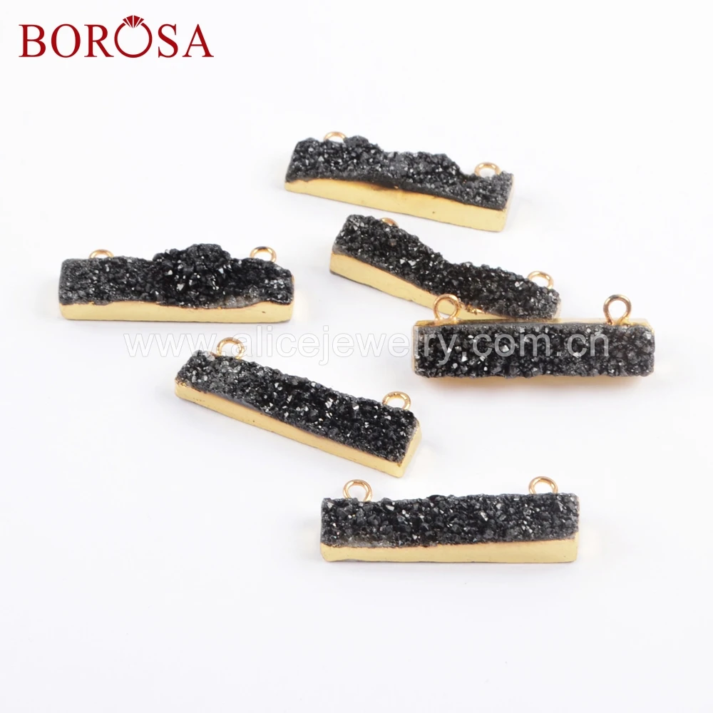 BOROSA оптовая продажа из друзы двойные петли Подвески прямоугольные Золотые