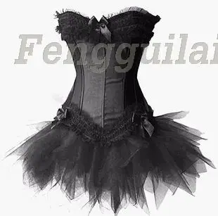 Быстрая доставка женский сексуальный Великолепный корсет Burlesque и юбка
