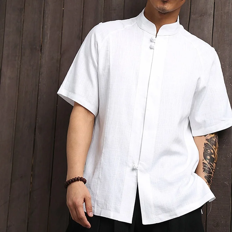 Традиционная китайская одежда для мужчин мужская рубашка с воротником