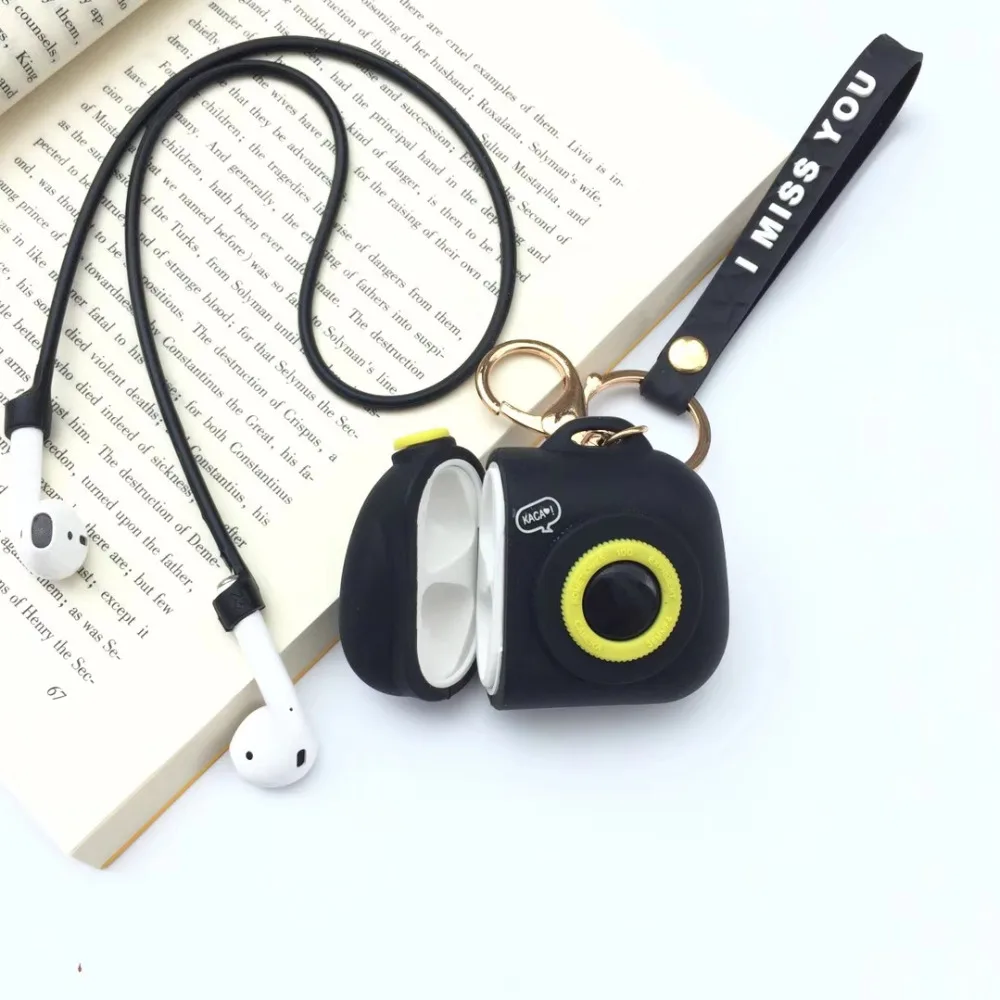 Чехол для наушников с мультяшной камерой для Airpods 2 1, проводная коробка для зарядки, силиконовый чехол для Apple AirPods, беспроводные наушники-аксессуар