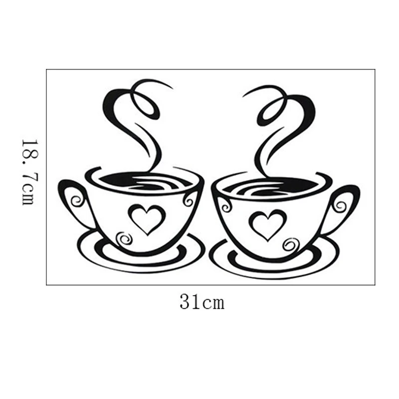 Настенный стикер для кофейни виниловые наклейки на стены с двумя чашками кофе