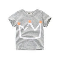 summer short sleeve tops girls clothing casual wear crown print t shirts childrens tshirt tees o neck toddler boy clothes blue