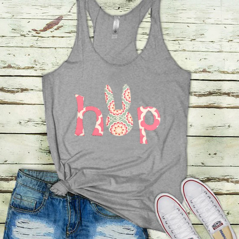 Женский топ на бретелях с изображением пасхального кролика готический рисунком