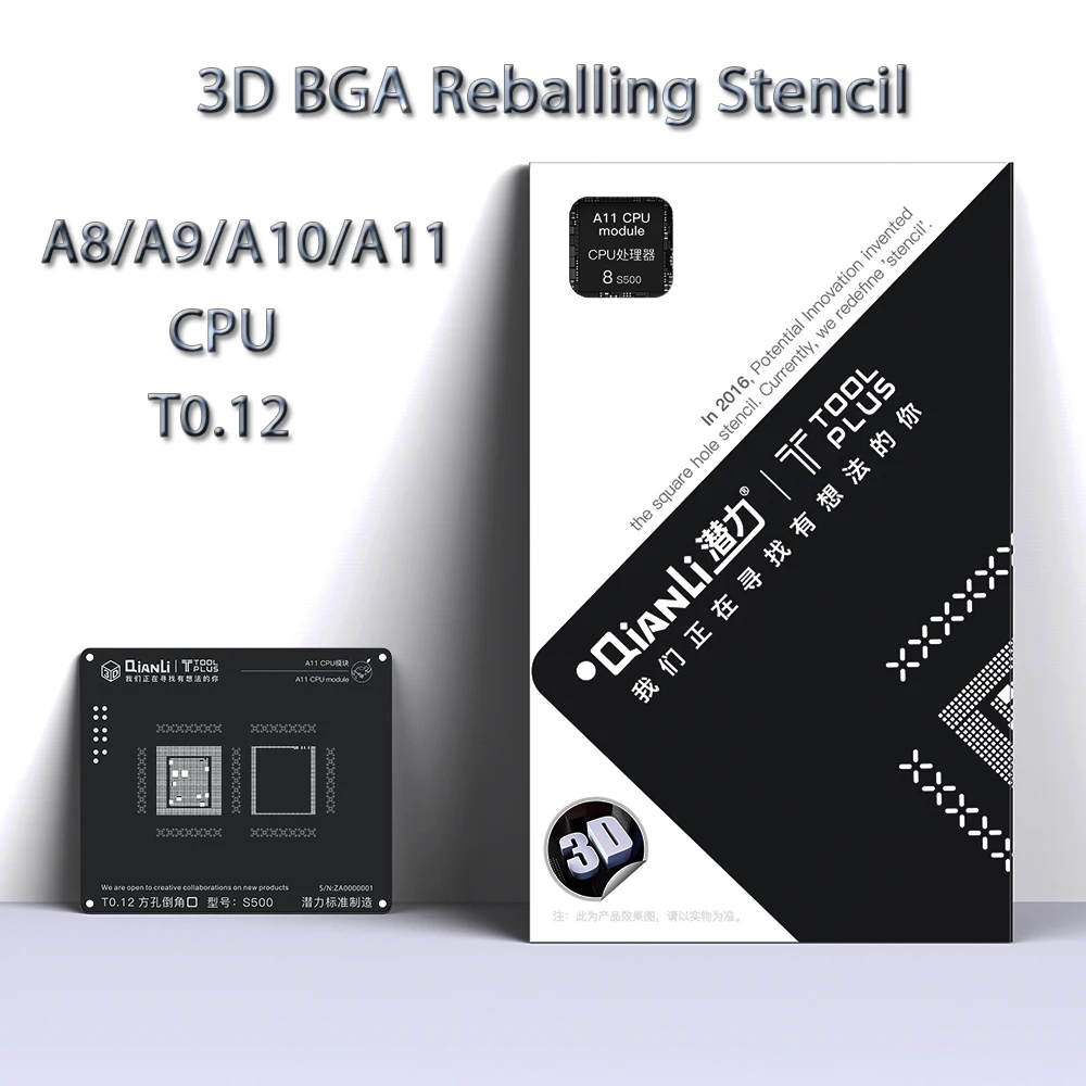 Qianli Cpu A8 /a9/10a/a11/a7 3D ОЗУ Reballing черный трафарет Оловянная стальная сетка для Iphone /8P/ 8 /
