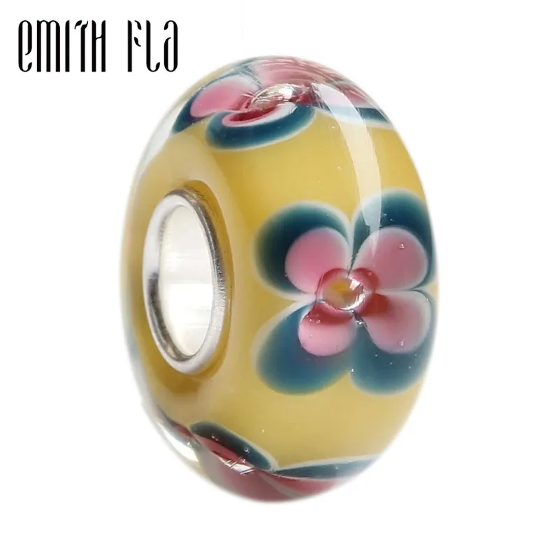 

Emith Fla 100% 925 Sterling Silver Large Hole Flowers Charm Bead Fit European Bracelet Bangle Jewelry DIY Accessories