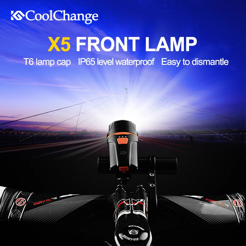 Водонепроницаемый велосипедный фонарь CoolChange заряжаемый от USB T6 Предупреждение