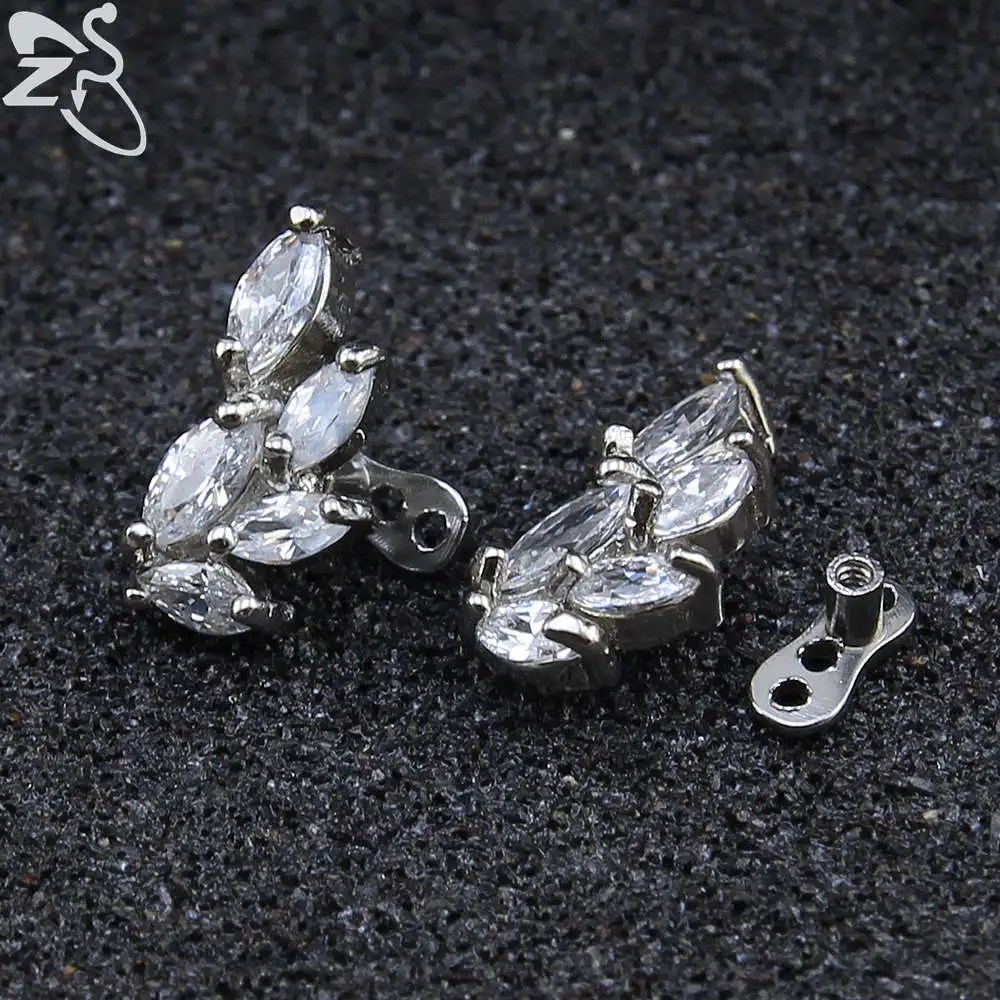 Титановый дермальный якорь цветок кристалл микро пирсинг ювелирные изделия