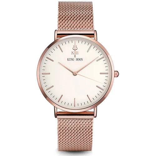 KING HOON, кварцевые женские часы, люксовый бренд, модные женские часы с браслетом из нержавеющей стали, повседневные часы, женская одежда, подарок, Relogio - Цвет: STEEL ROSE WHITE