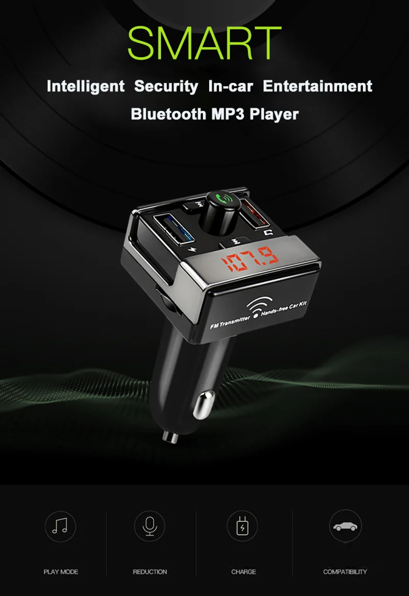 JONSNOW MP3-плеер USB Автомобильное зарядное устройство Поддержка TF карта U диск воспроизведение AUX музыка fm-передатчик Беспроводная гарнитура Bluetooth автомобильный комплект