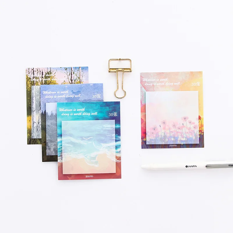 Creative Oil Painting Arts Sticky Notes Memo Self-Stick Paper Marker(30 Sheets/Pad) | Канцтовары для офиса и дома