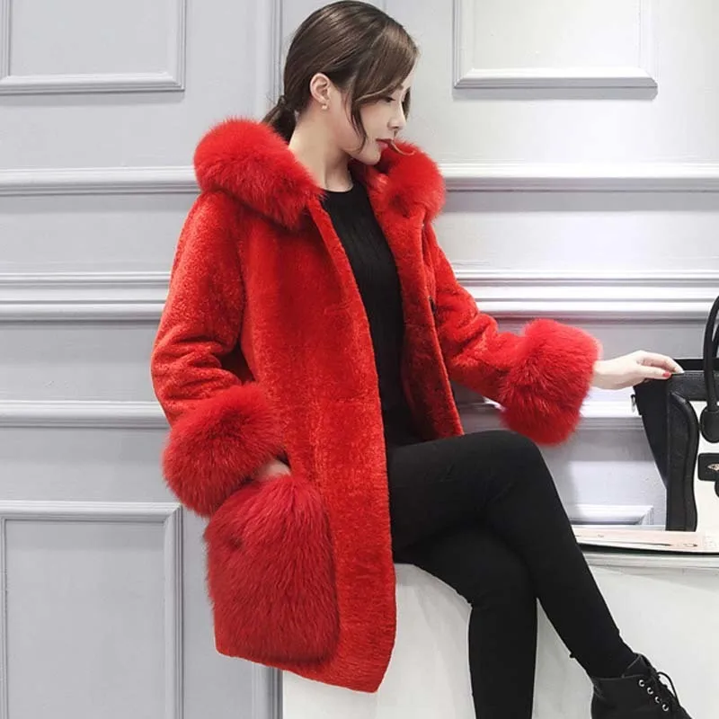 Однотонное пальто с густым мехом Casaco Feminino зимняя и осенняя одежда перьями модная