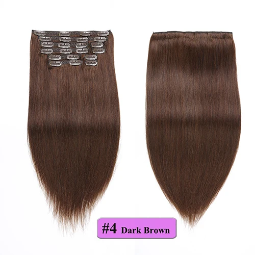 Color 4 Showcoco человеческие прямые волосы remy на клипсах 10 шт. волосы для наращивания на всю голову 16-24 дюйма - Цвет: Color 4