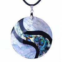 handmade natural abalone shell round shape pendant fashion choker necklace for women men