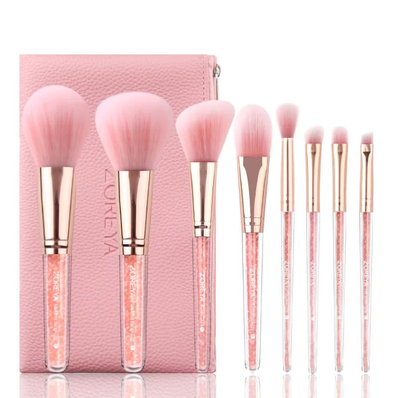 pink Zoreya Марка 8 шт. розовый кристалл набор кистей для макияжа Eye Shadow Безупречный Корректор складки бровей фонд кисти лицо Инструменты Кисти - Handle Color: pink