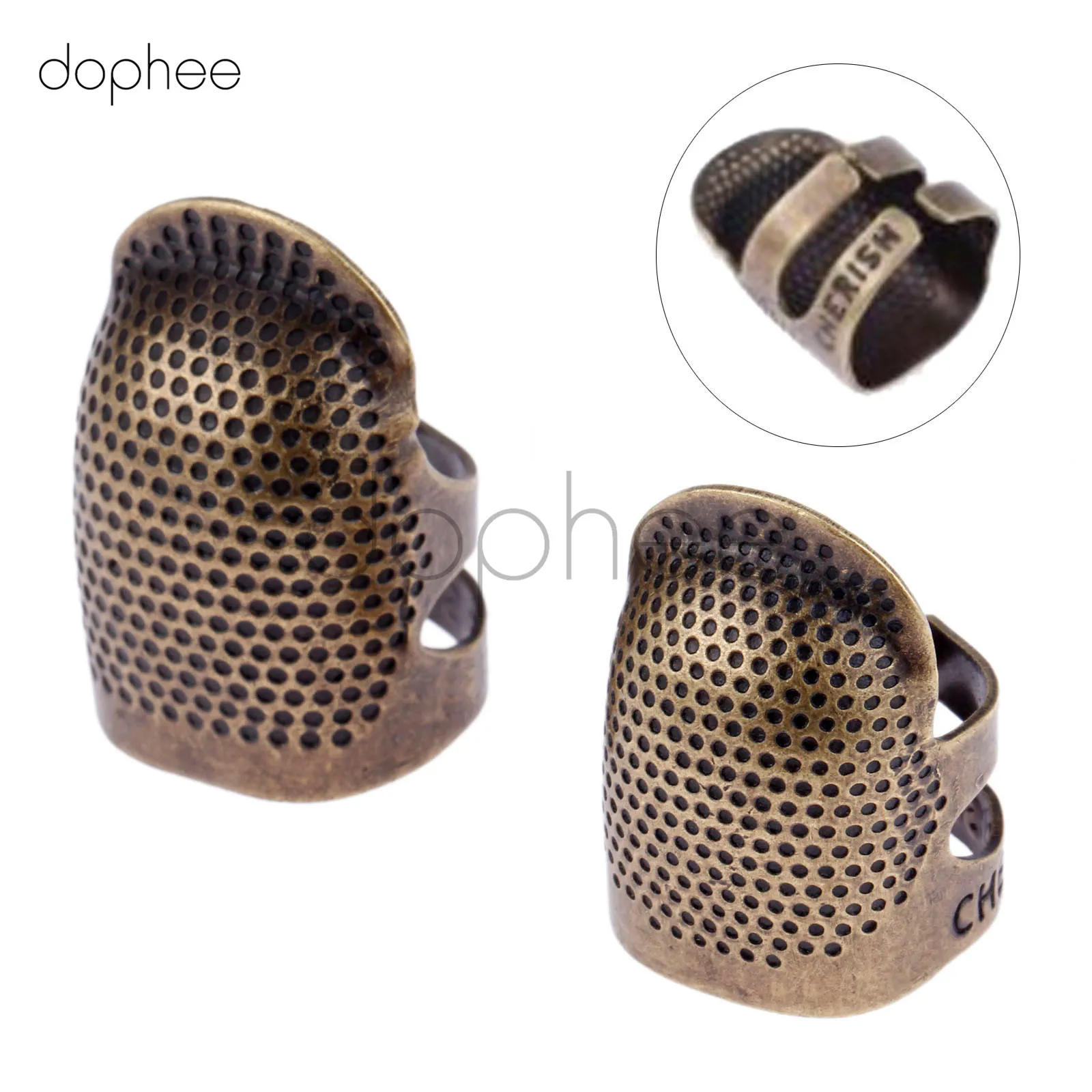 

dophee 1pcs Hard Metal Antique Brass Sewing Thimble Needles Finger Protector For DIY Sewing Tools Accessories