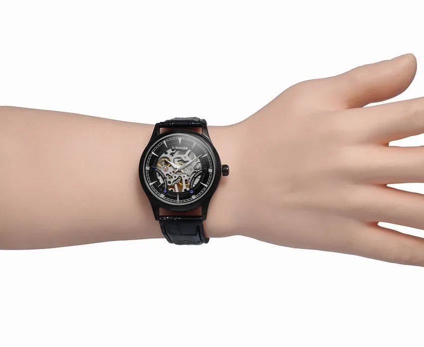 Часы наручные Winner Мужские механические брендовые Роскошные полностью золотые с