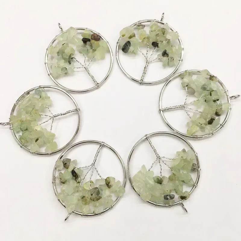 Tree of life Natural Stone Reiki Chakra cage Pendants For Necklace Women Healing Crystals Semi-Precious Jewelry pendulos | Украшения и
