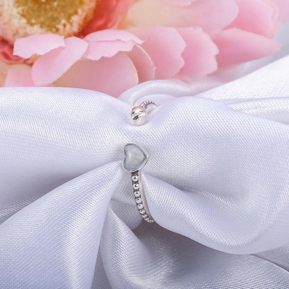 Suplush Новая мода Любовь кольцо 100% стерлингового серебра 925 светящиеся сердца