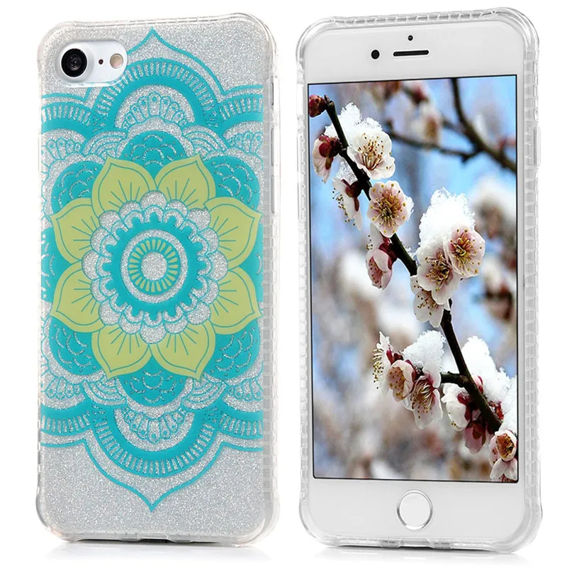 Bling Павлин Перо противоударный чехол для iPhone 7 4.7 &quotблеск Косметическая пудра IMD