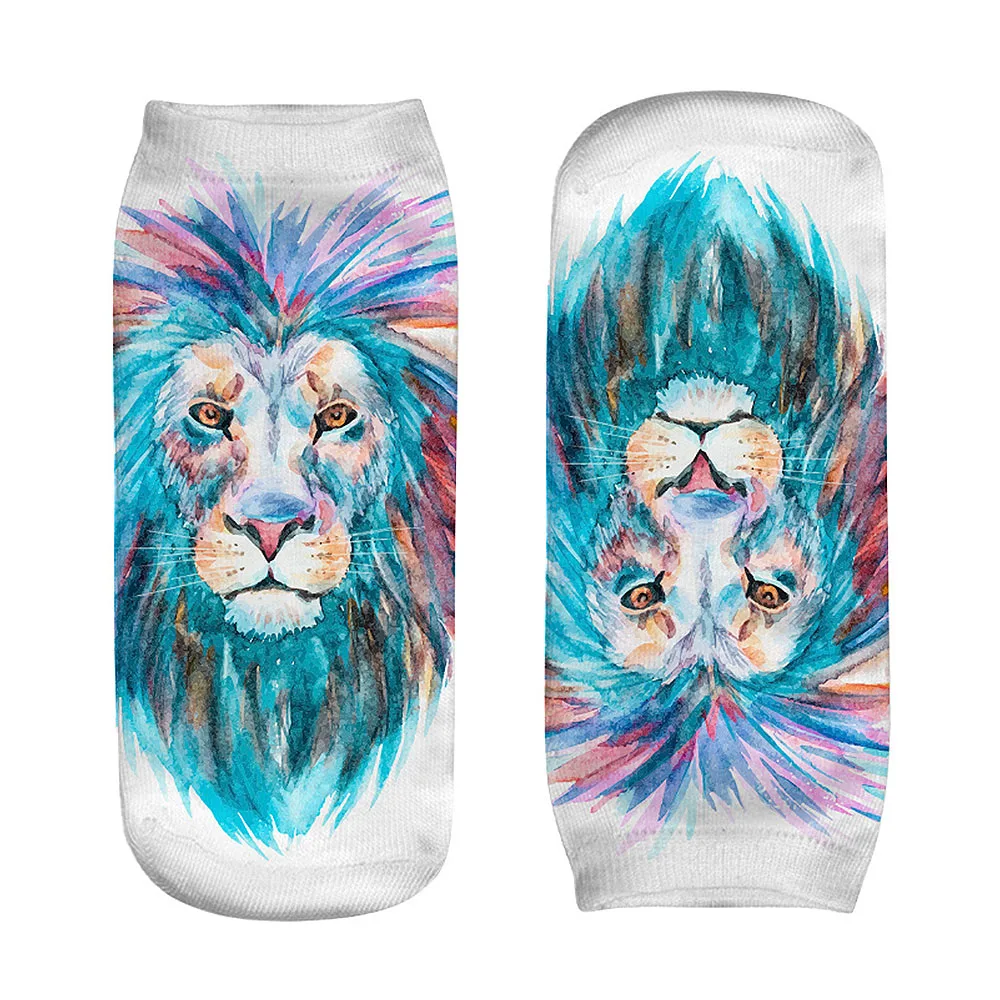 Носки Calcetines модные Осенние зимние милые с 3d принтом кота тигра для женщин и