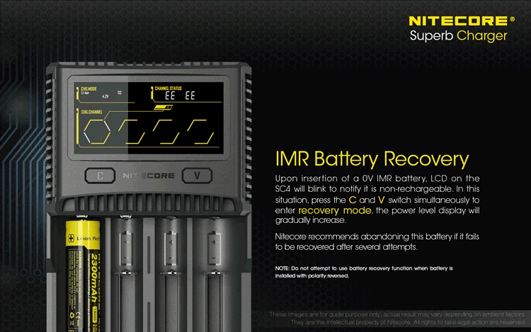 NITECORE SC4 интеллектуальное зарядное устройство для быстрой зарядки превосходное зарядное устройство с 4 слотами 6A общий выход совместимый IMR 18650 14450 16340 AA аккумулятор