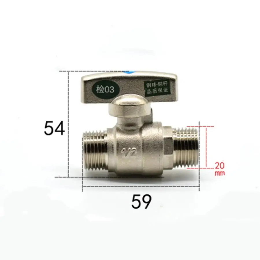 

DN15 G 1/2" BSP Male Brass Ball Valve Water Gas Oil Port Size 16mm With Handle