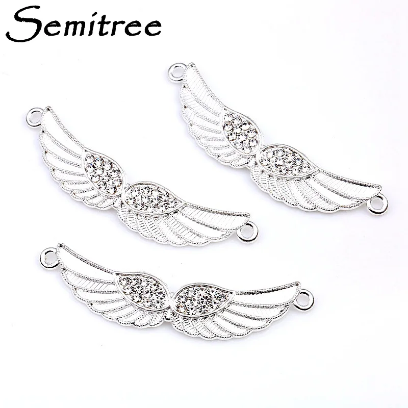 

10Pcs/Lot Silver Plated Crystal Angel Wings Connectors for Jewelry Making Necklace Bracelet Findings Accessories DIY Crafts